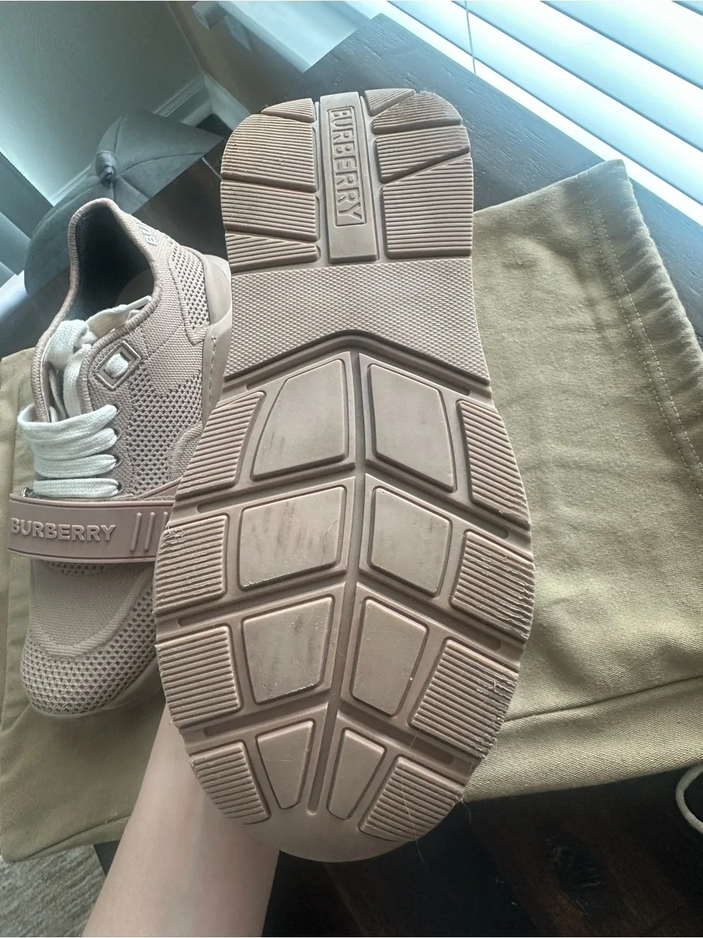 Burberry Beige/Tan Knit Lace-Up Sneakers